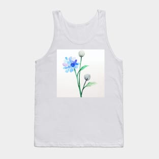 Blue Watercolor Flowers - In Budding, in Bloom Tank Top